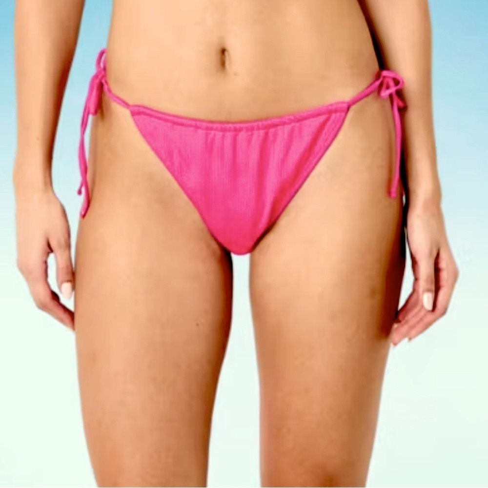 5/$25 Shade & Shore Ribbed Tie-Side Bikini Bottom NWT